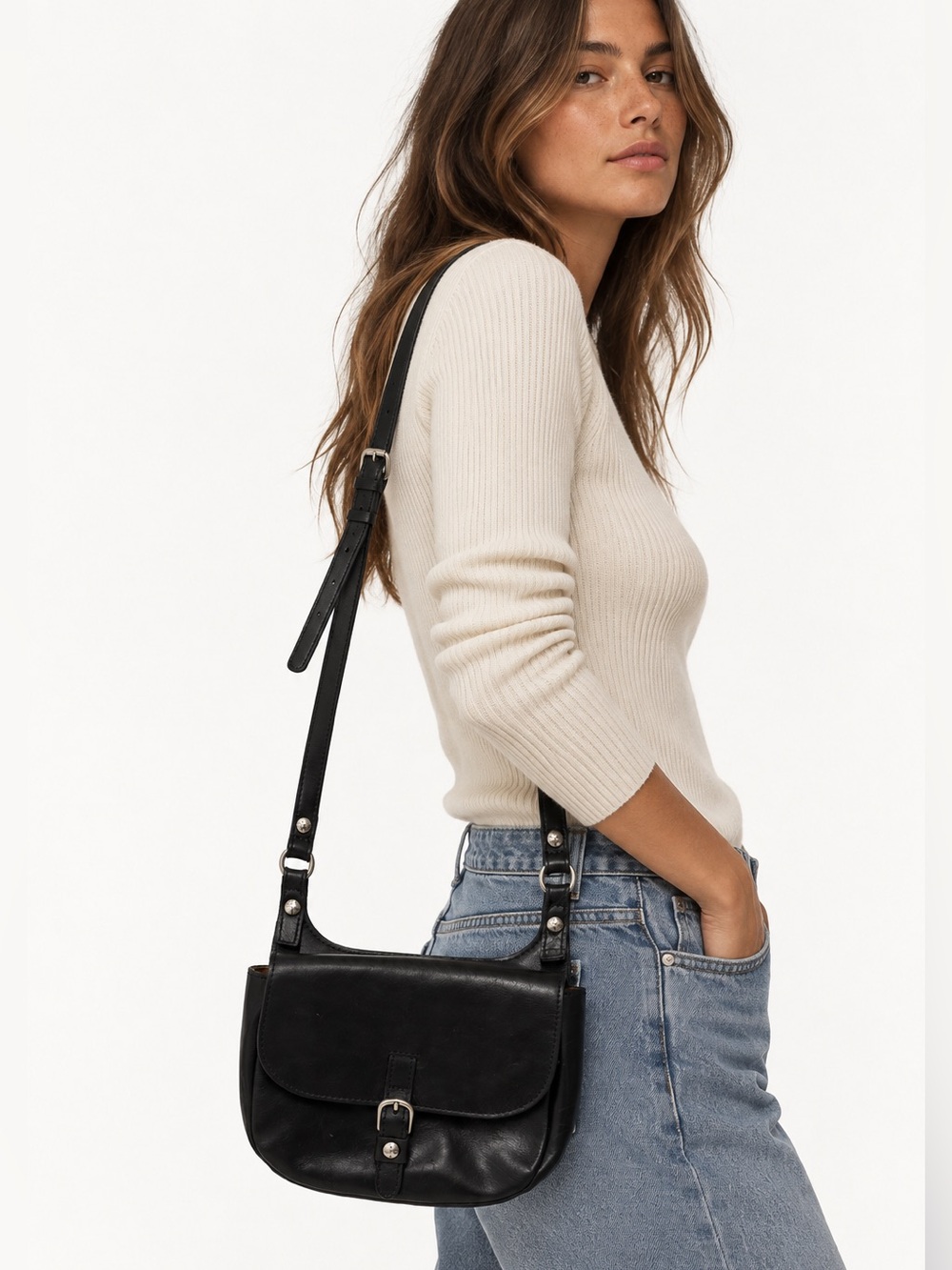 Patricia Nash Black Leather Crossbody Purse